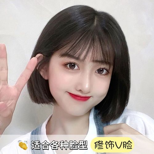 编发女短直发初恋波波头整顶自然逼真网红学生空气刘海短发全头套