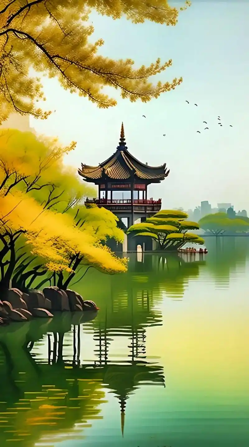 西湖美景如诗如画,倚立雷峰塔畅游.秋风拂过,黄叶飘落,白娘子 - 抖音