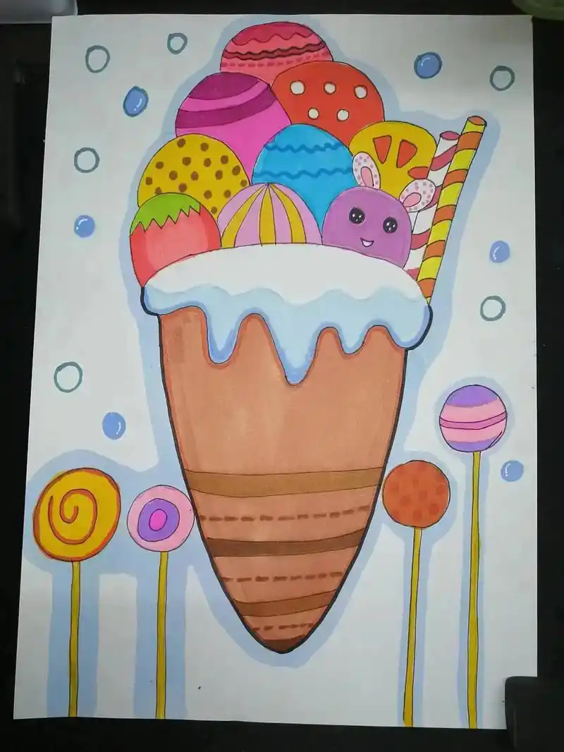 图文伙伴计划 幼儿园园中班美术课《冰淇淋》内含教案图#绘画 - 兑趑