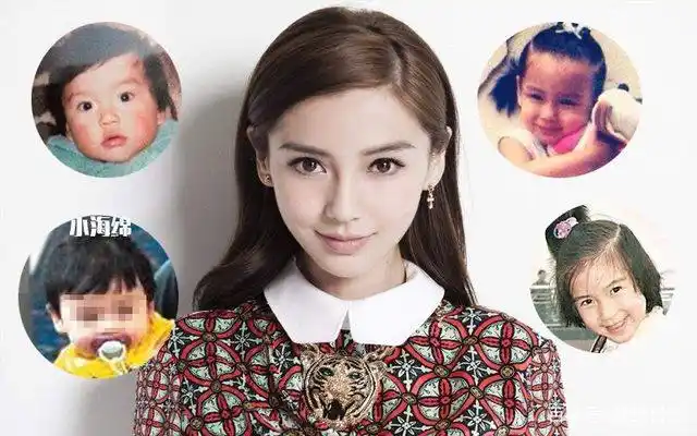 在照片中,小海绵被妈妈杨颖抱着,小脸粉嫩,嘴里吸着安抚奶嘴,非常可爱