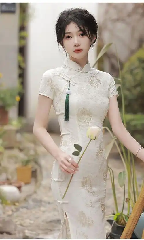 蕾丝旗袍2023年新款气质年轻款长款少女改良连衣裙中国风绣花女夏