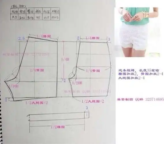女式短裤裁剪图纸