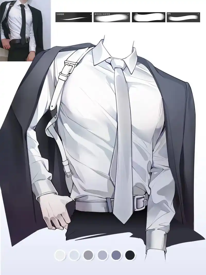 西装画法 #板绘 #二次元 #画画 # - 抖音