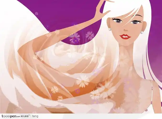 卡通人-头发飘起来的女孩