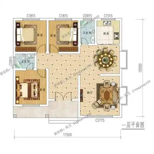 4款实惠一层小平房,120平三室二厅,这才是农村房子该有的样子_设计