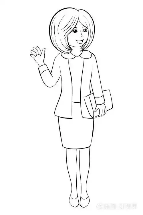 一位老师为孩子们穿着西装的形象线条艺术风格的插图用于放松活动印刷