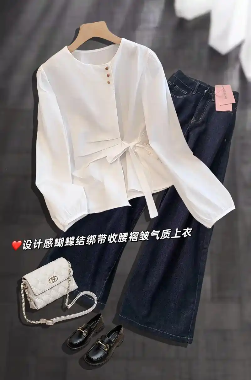 姐妹们,这件法式不规则圆领单排扣衬衫 - 抖音