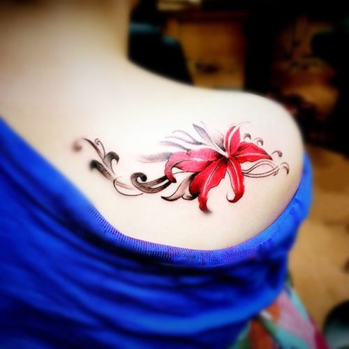 3d曼珠沙华彼岸花纹身贴 持久仿真曼陀罗花不永久花臂ins 风贴纸