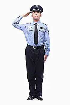 警察,敬礼,棚拍,全身