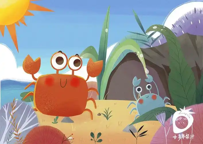 儿童插画-孤独的小螃蟹