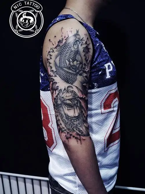 泼墨混搭花臂_纹身图案手稿图片_尼克的纹身作品集