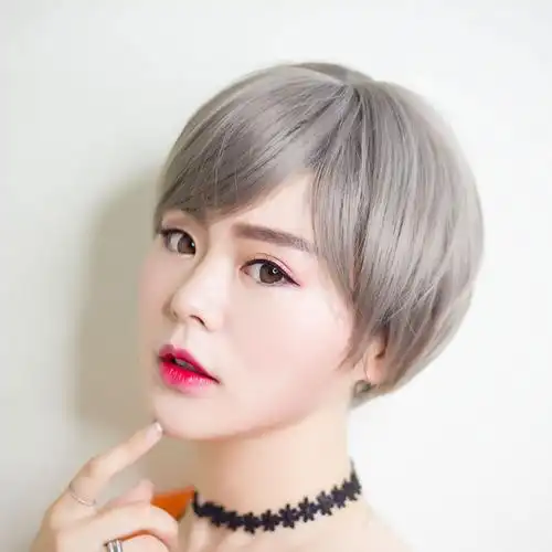 时尚帅气韩国奶奶灰假头发套