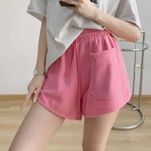 粉色运动短裤女夏季新款百搭潮ins休闲高腰宽松显瘦阔腿裤热裤薄