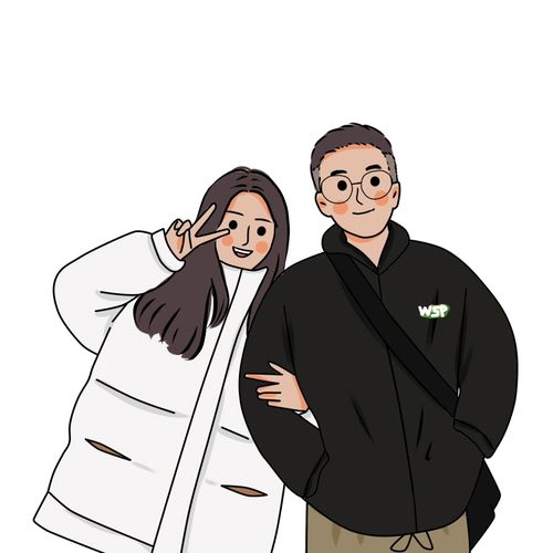 日系q版简笔画ins风情侣呆萌漫画头像真人照片转手绘插画婚礼物