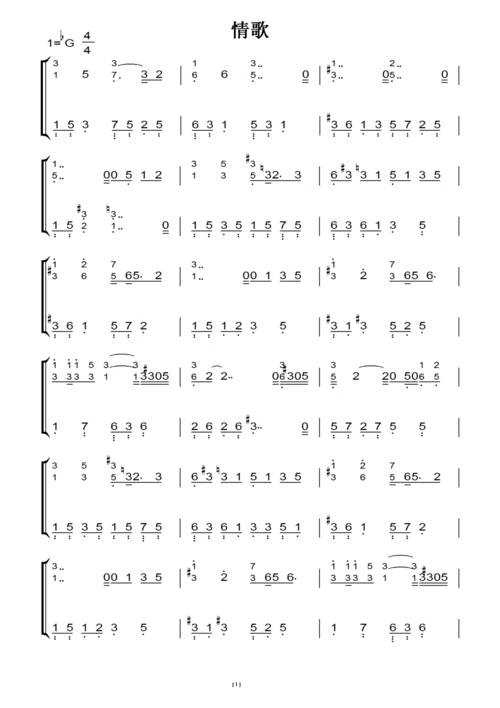 钢琴双手简谱 钢琴谱 钢琴简谱