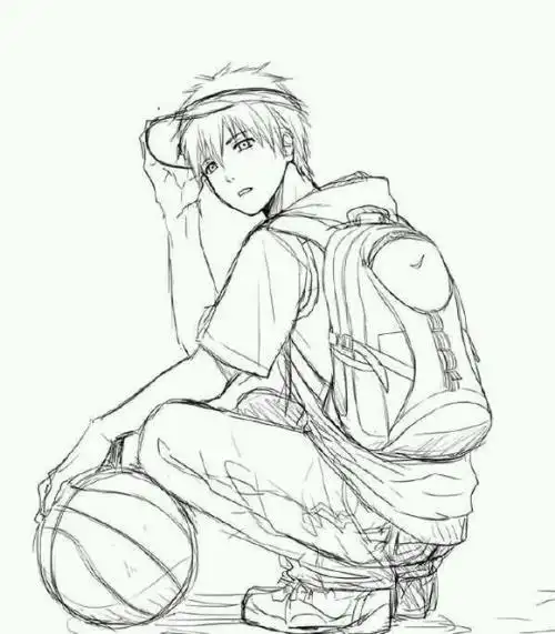 男生简笔画人物篮球