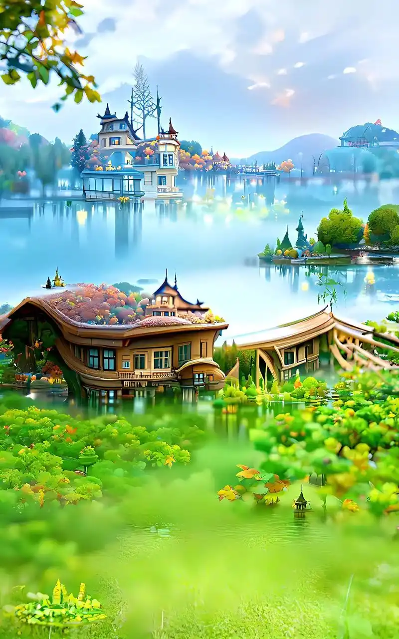 图文热点来了 #手机壁纸 #ai绘画 秋天矗立与湖边的别墅 - 抖音