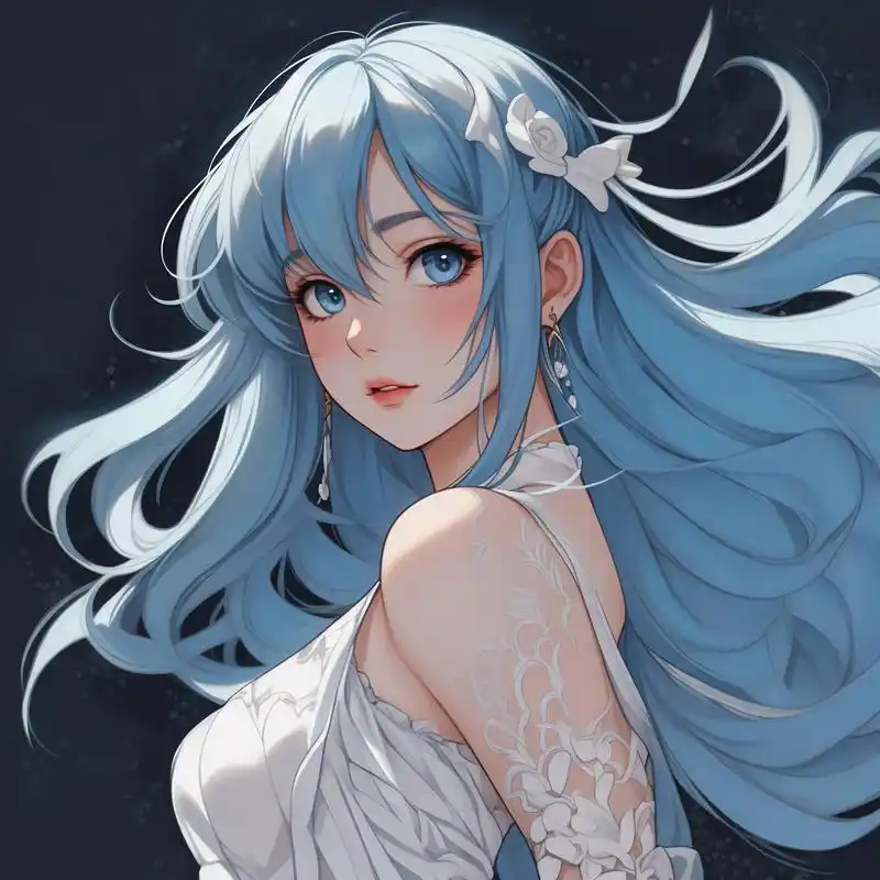 蓝白色动漫女头像97绝美清新