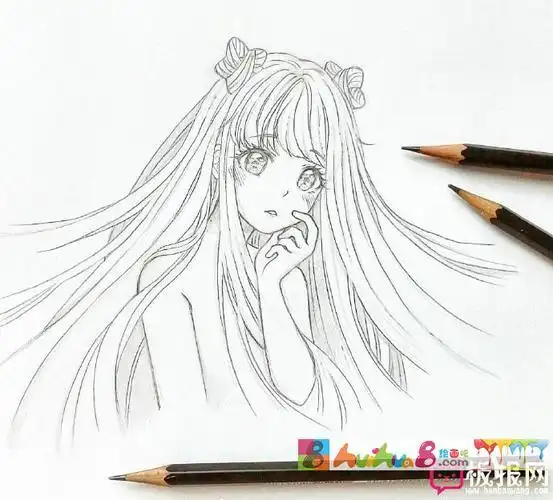 漂亮的动漫人物简笔动漫少女简笔画之美丽少女 美少女战士简笔画