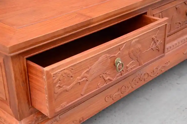 东阳红木家具雕花鸟语花香电视柜组合卧室厂家正宗花梨木特价批发图片