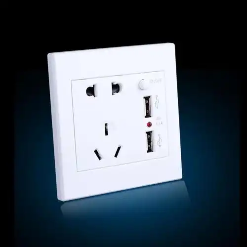 五孔双usb(雅白) 86型五孔usb插座面板带数据线墙壁usb充电插座手机