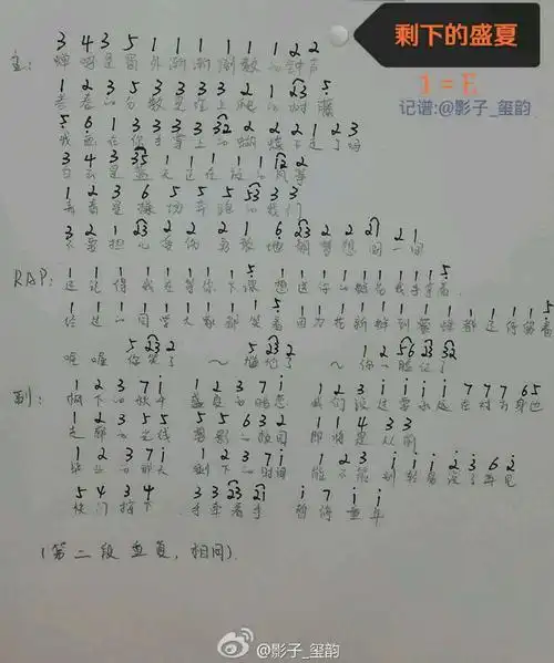 求剩下的盛夏原版简谱.表示对周董编曲风格一向很敬畏_百度知道