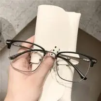 erilles仿半框防蓝光素颜眼镜框大脸显瘦韩版潮透明眼镜框ins风平光镜