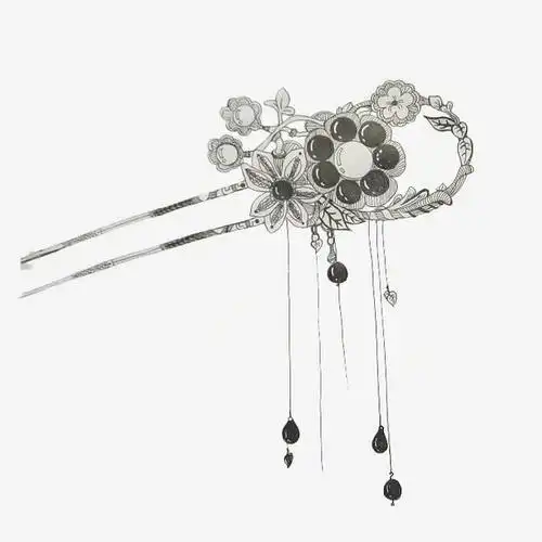 古代公主头饰的简笔画古头饰简笔画红翡滴珠凤头步摇简笔画发簪设计简