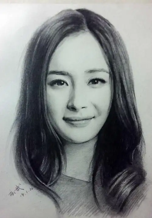 明星素描杨幂-书画社-扣技术网