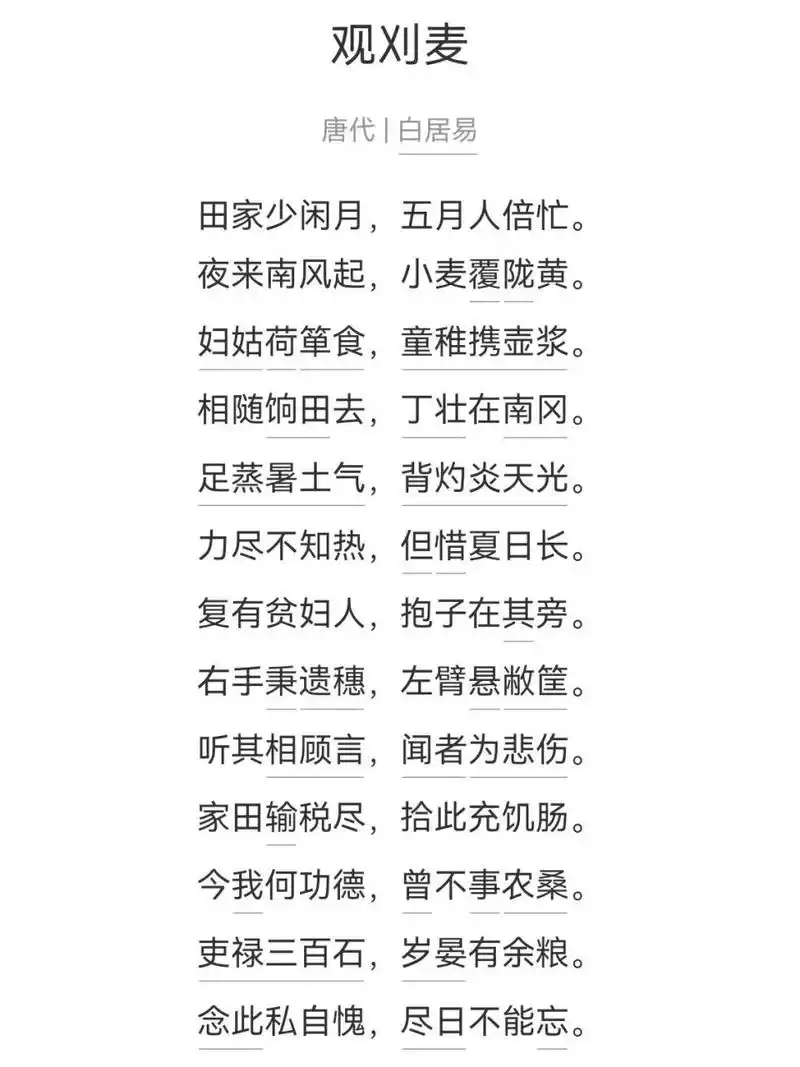 【每日一背——《观刈麦》】 day4  【个人小解】