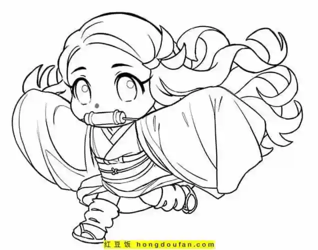 14张小女孩都喜欢的q版漫画娃娃公主涂色图片-红豆饭小学生简笔画大全