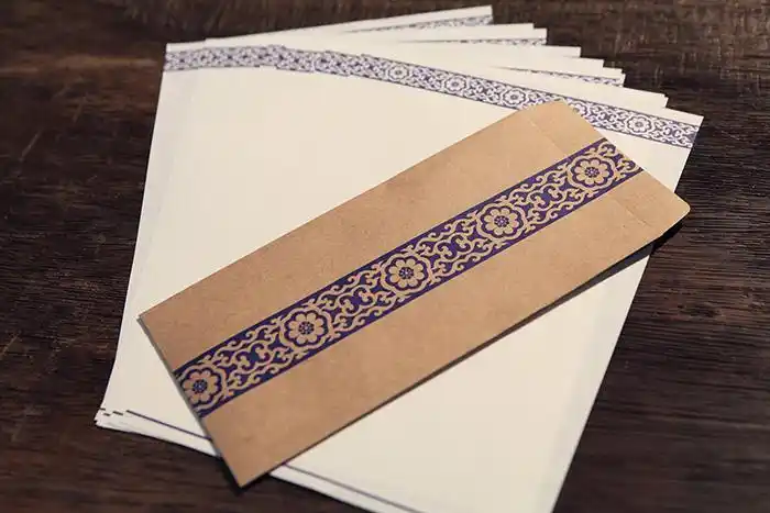 中国风传统信封 中式牛皮纸5号信封 红格古风老信封红纹信封