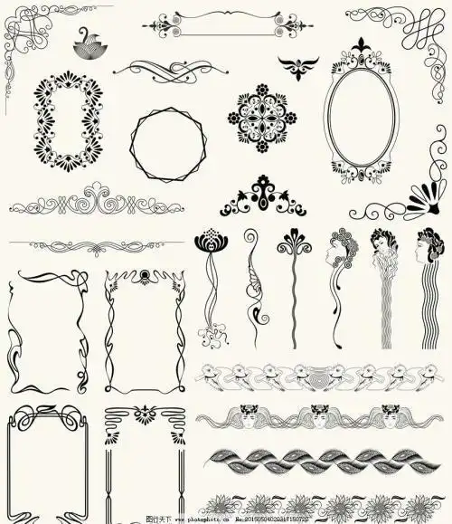 手绘 线稿 650472手绘边框花纹简笔画 手绘花边边框简笔画古色古风