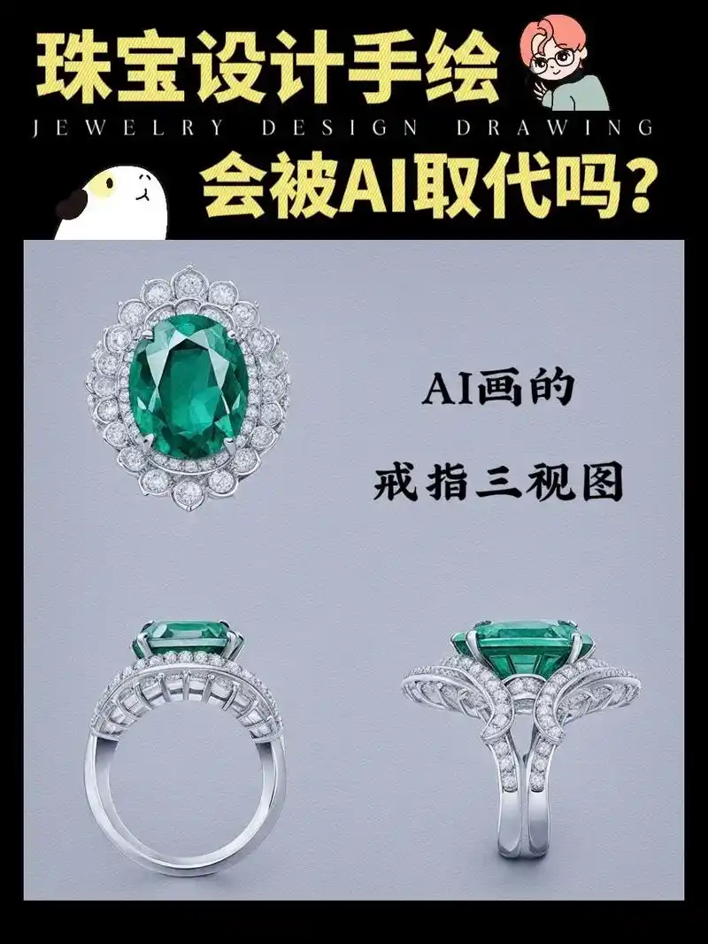 珠宝设计手绘,会被ai取代吗?ai帮忙画的珠宝设计图稿:戒指 - 抖音