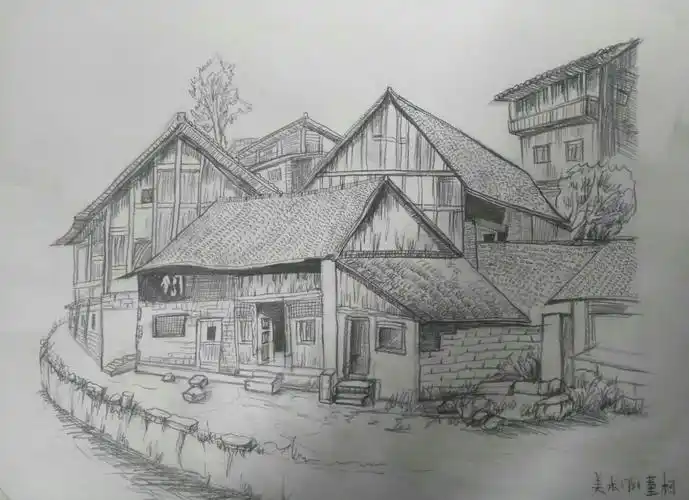 长治学院师范分院美术1751班风景速写作品展示