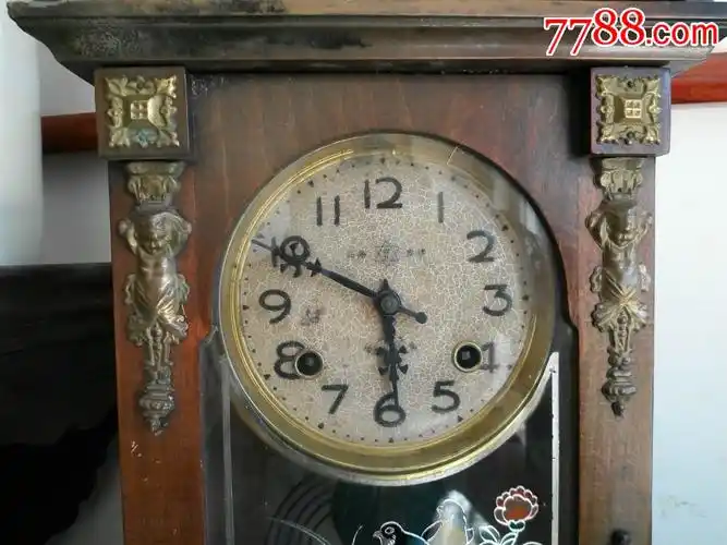 民国花鸟老座钟带马头的钟表宝星牌座钟挂钟落地钟极美品道具摆设