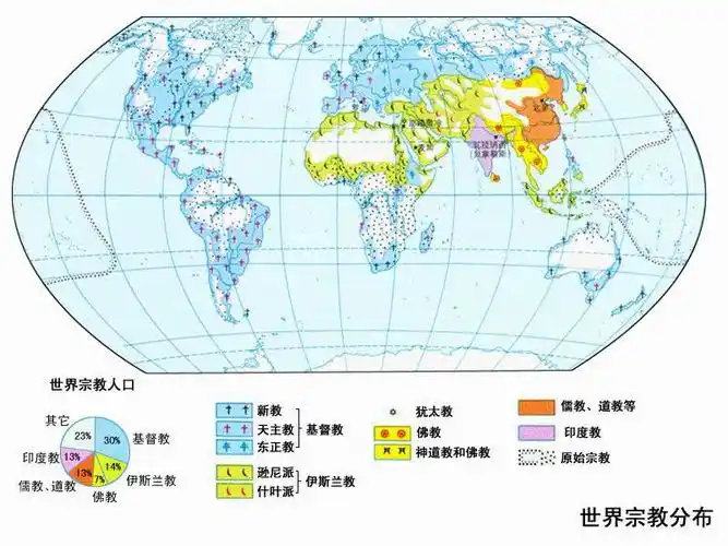 清晰的地球宗教信仰分布图