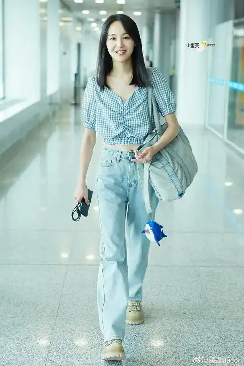 郑爽同款牛仔长裤拖地裤宽松直筒牛仔裤明星同款