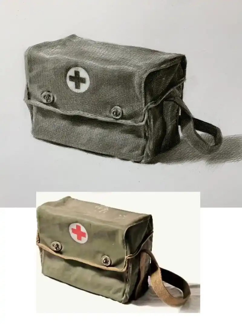 急救包素描绘画步骤.#素描静物 #素描