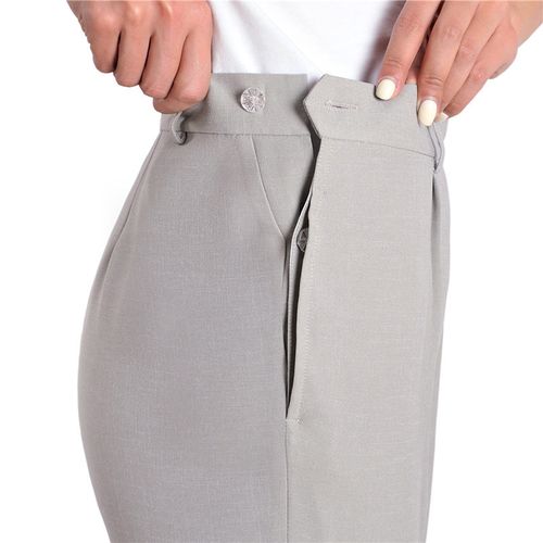 薄款中老年侧开口旁开扣大码女装妈妈裤子女西裤直筒老年女裤优惠券