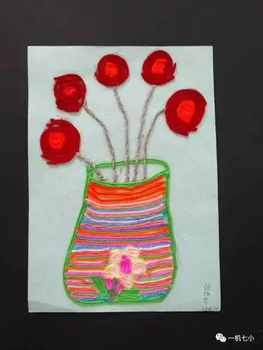 一机七小丰富多彩的二课堂系列报道---毛线粘贴画 巧手扮生活