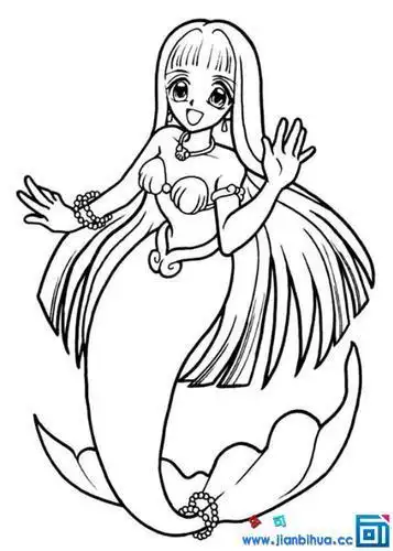 海的女儿涂色简笔画