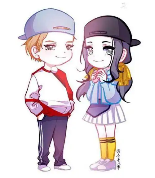 鹿晗和迪丽热巴的卡通简笔画