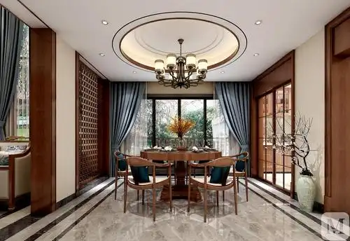 中式餐厅背景墙装修效果图