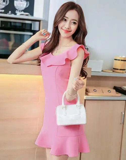 【夏新款】女款玫粉色连衣裙