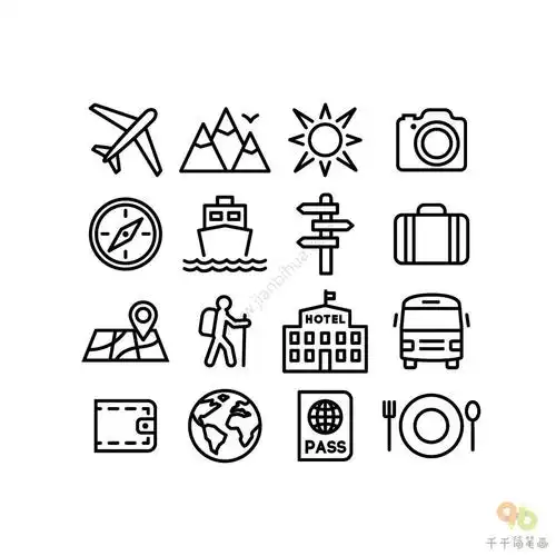 旅行出游好物简笔画图片