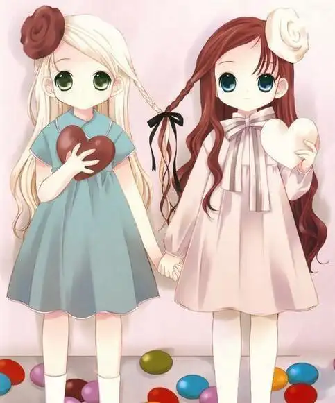 求卡通闺蜜图一系列的越可爱越好无文字的