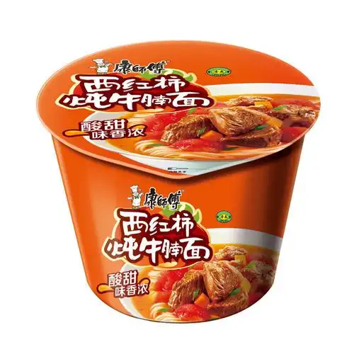 康师傅方便面西红柿牛腩面12桶桶面泡面整箱装休闲零食国美超市甄选