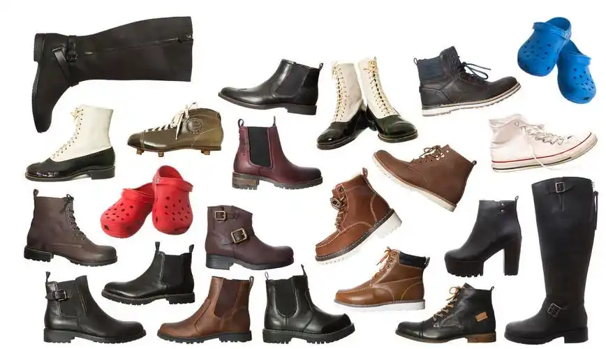 白底很多各种各样的鞋子