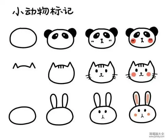 可爱小动物表情简笔画